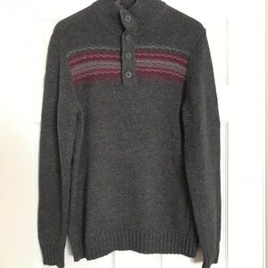 Button Mock Neck Pullover Sweater